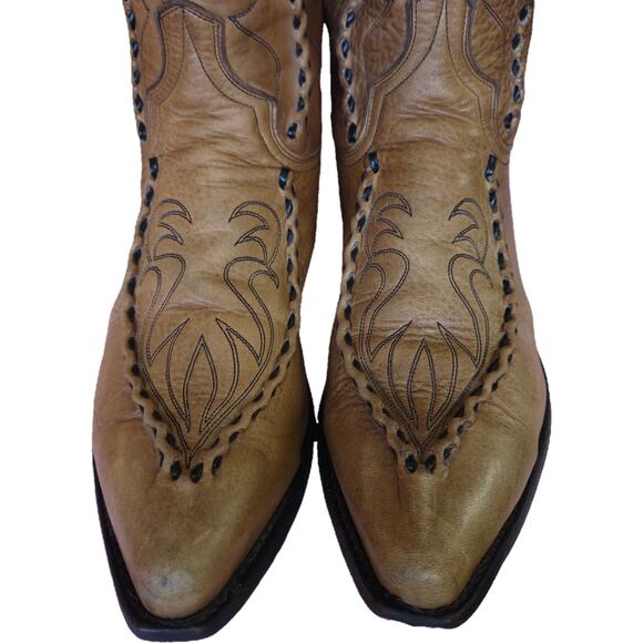 Dan Post Brown Natural Leather Buckstitching Cowboy Western Boots 10D main image 13